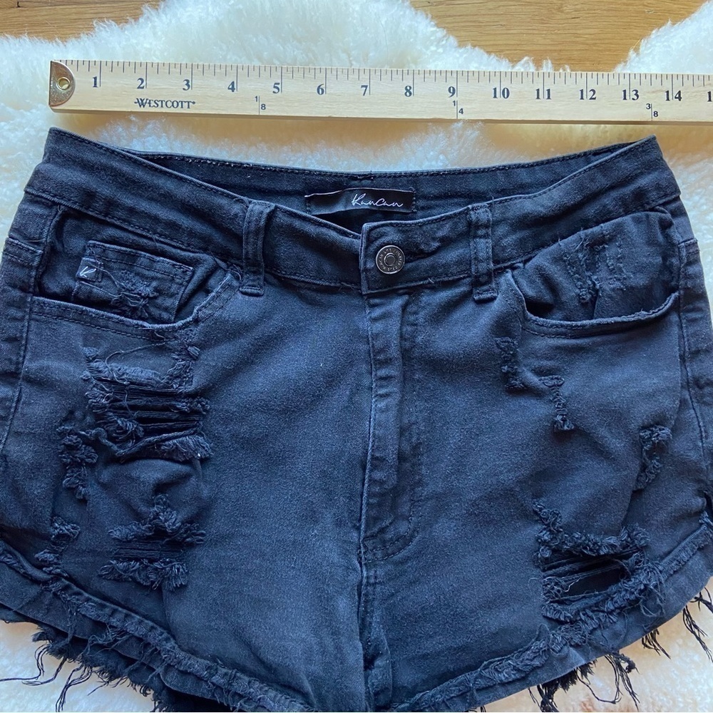 Kancan Distressed Black Denim Short - Picture 4 of 8